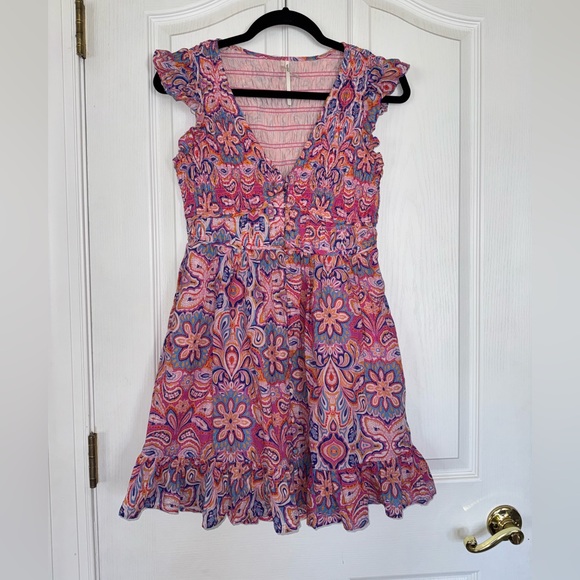Anthropologie The Peregrine Pink and Purple Floral Mini Dress Size XS - Picture 4 of 12